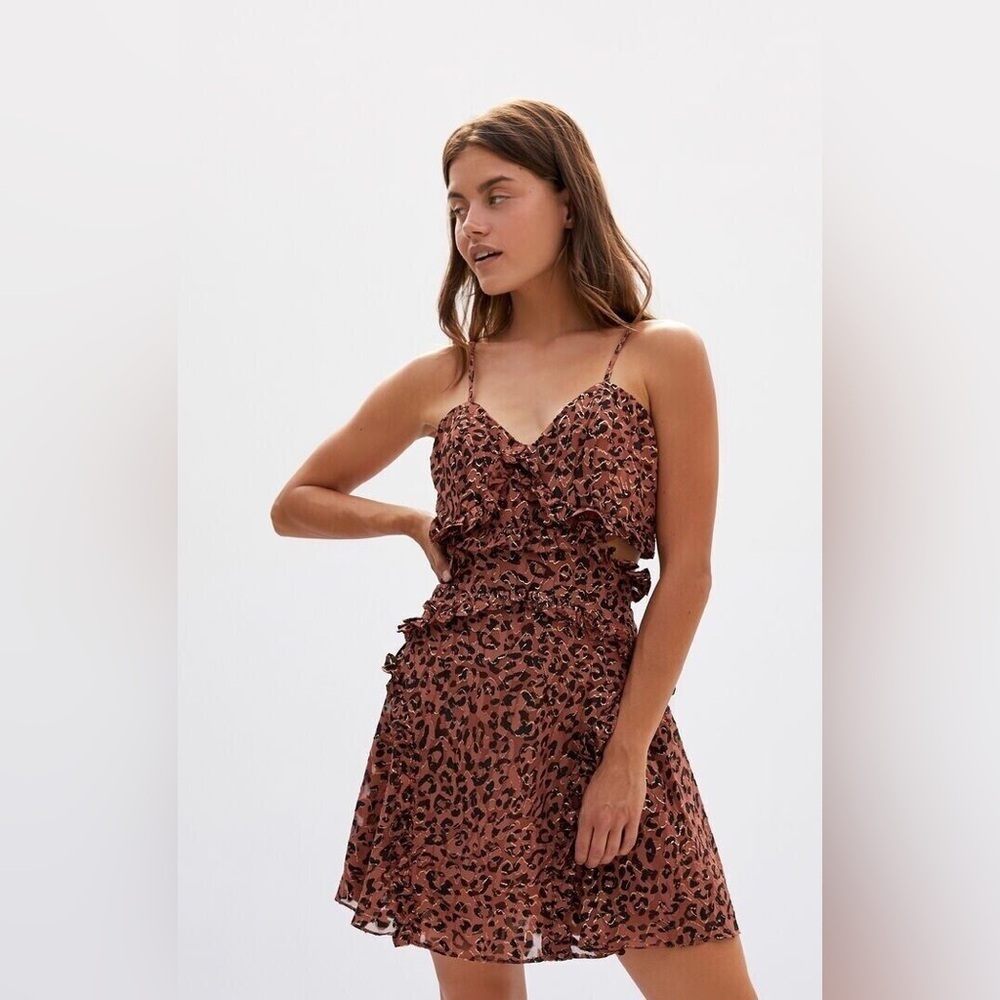 Bardot Leopard Frill dress in Safari Leo